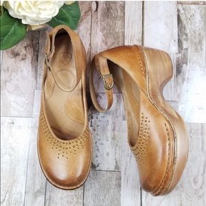 Ariat Cognac Leather Studded Mary Jane Clogs Shoes